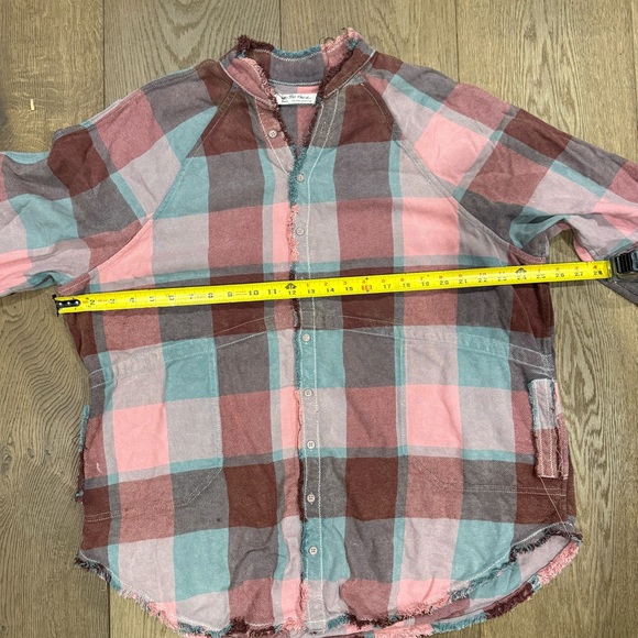 We The Free Plaid Released Trim Button-Down Top - Picture 11 of 11